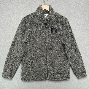 Disney Mickey Mouse Full Zip Fleece Jacket Gray Black Shaggy Sherpa Adult Medium